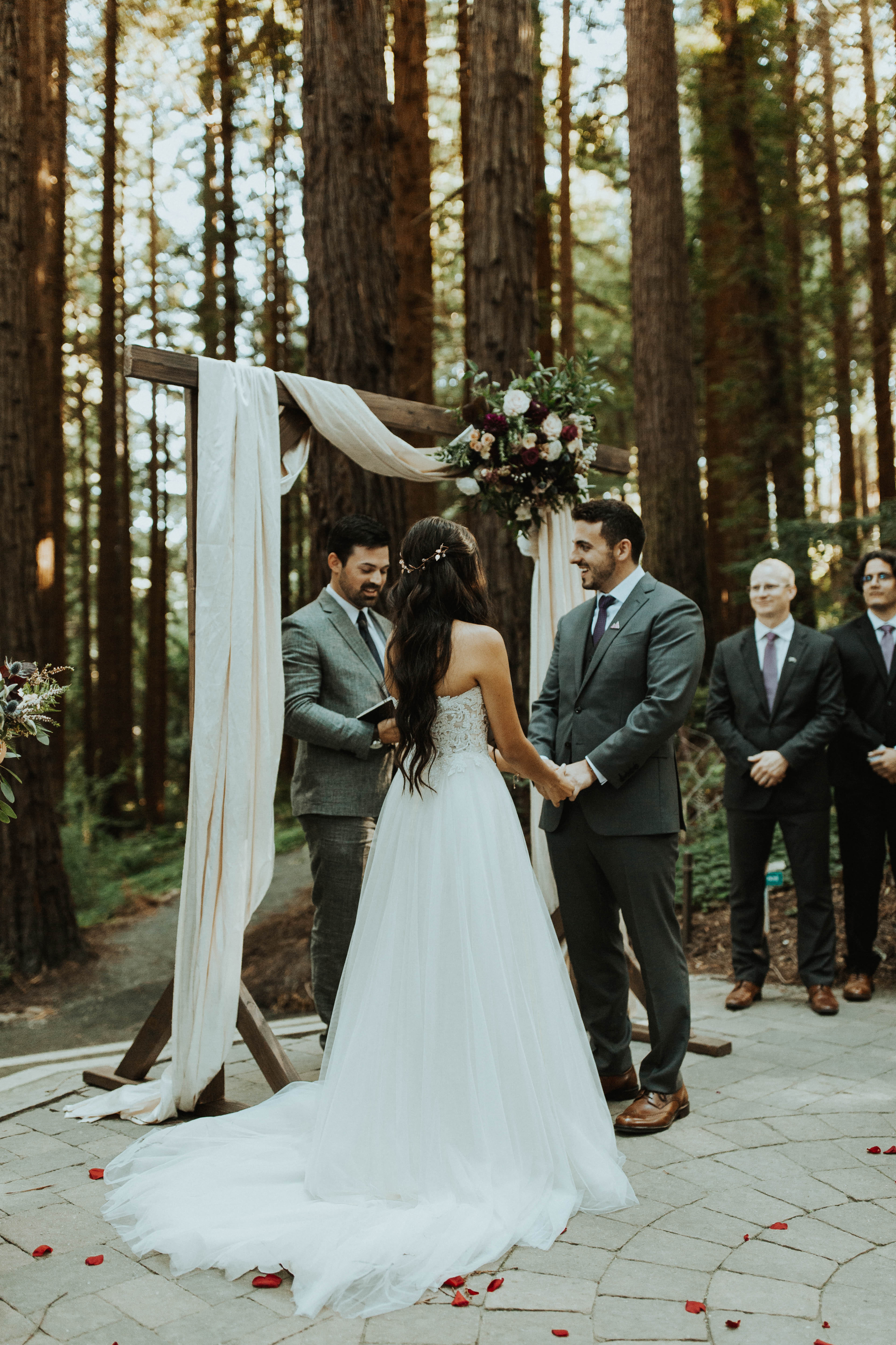 Wedding ceremony in a redwood forest