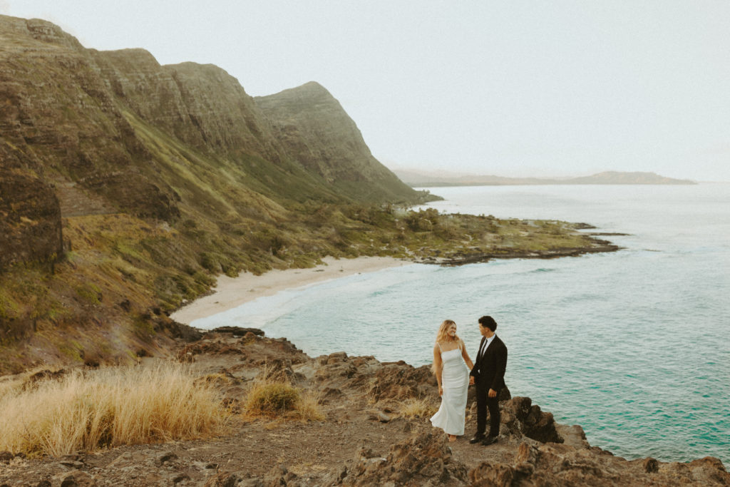 Elopement on a secluded beach in Oahu, HI