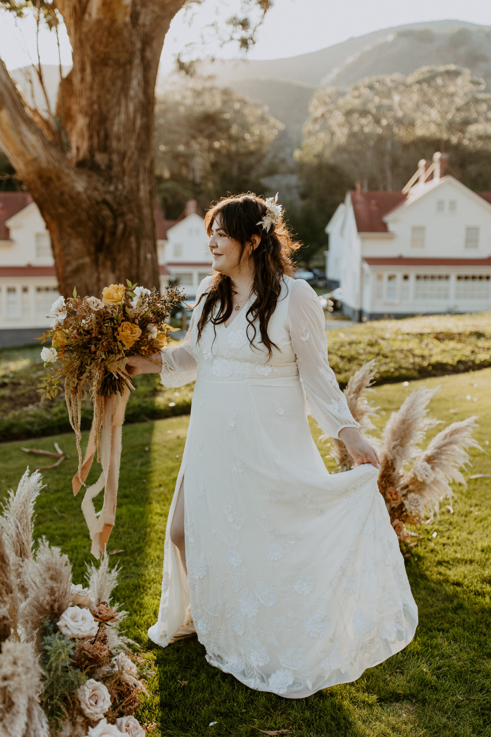 the bride twirling at her Cavallo Point Wedding
