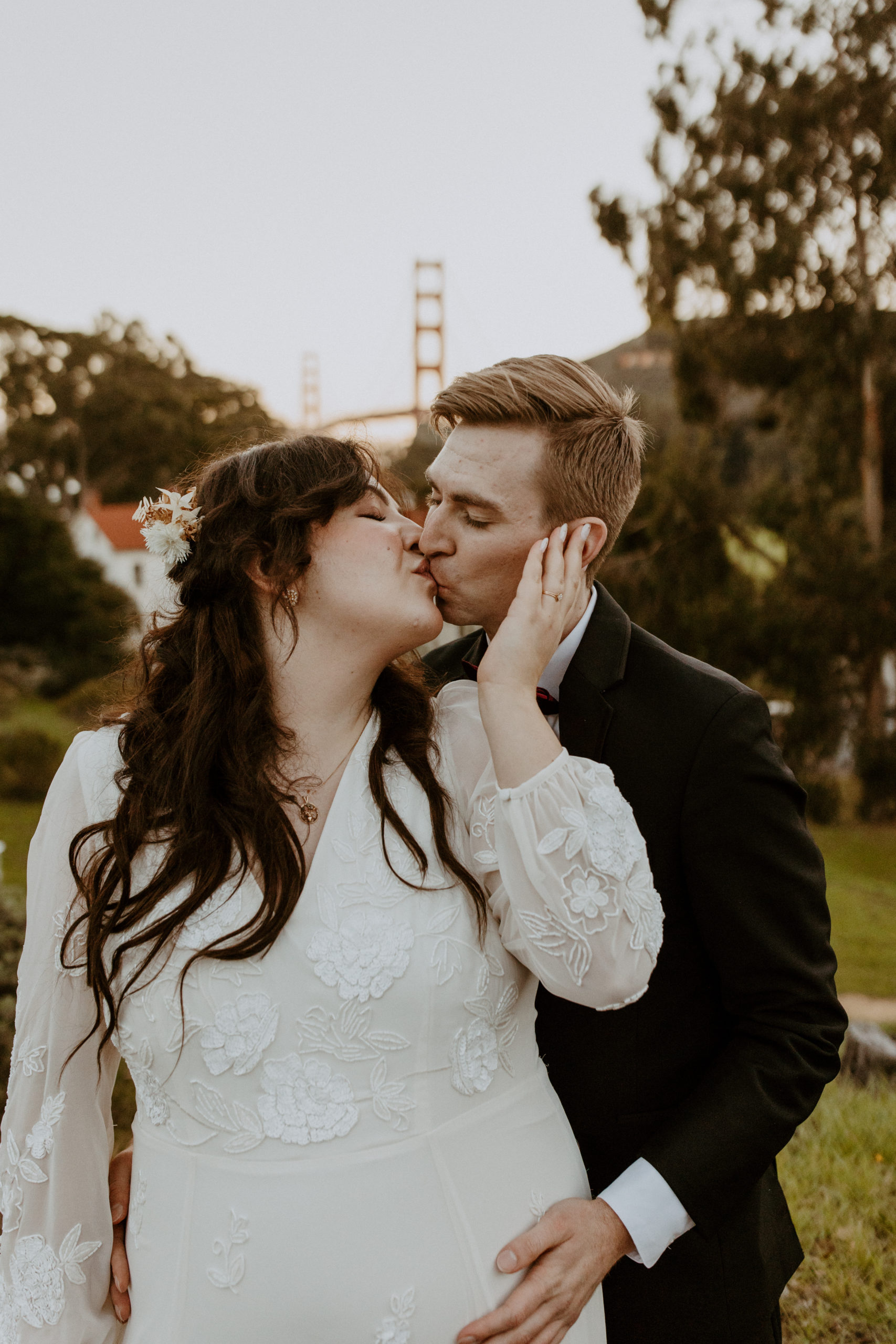 the couple kissing at their Cavallo Point Wedding