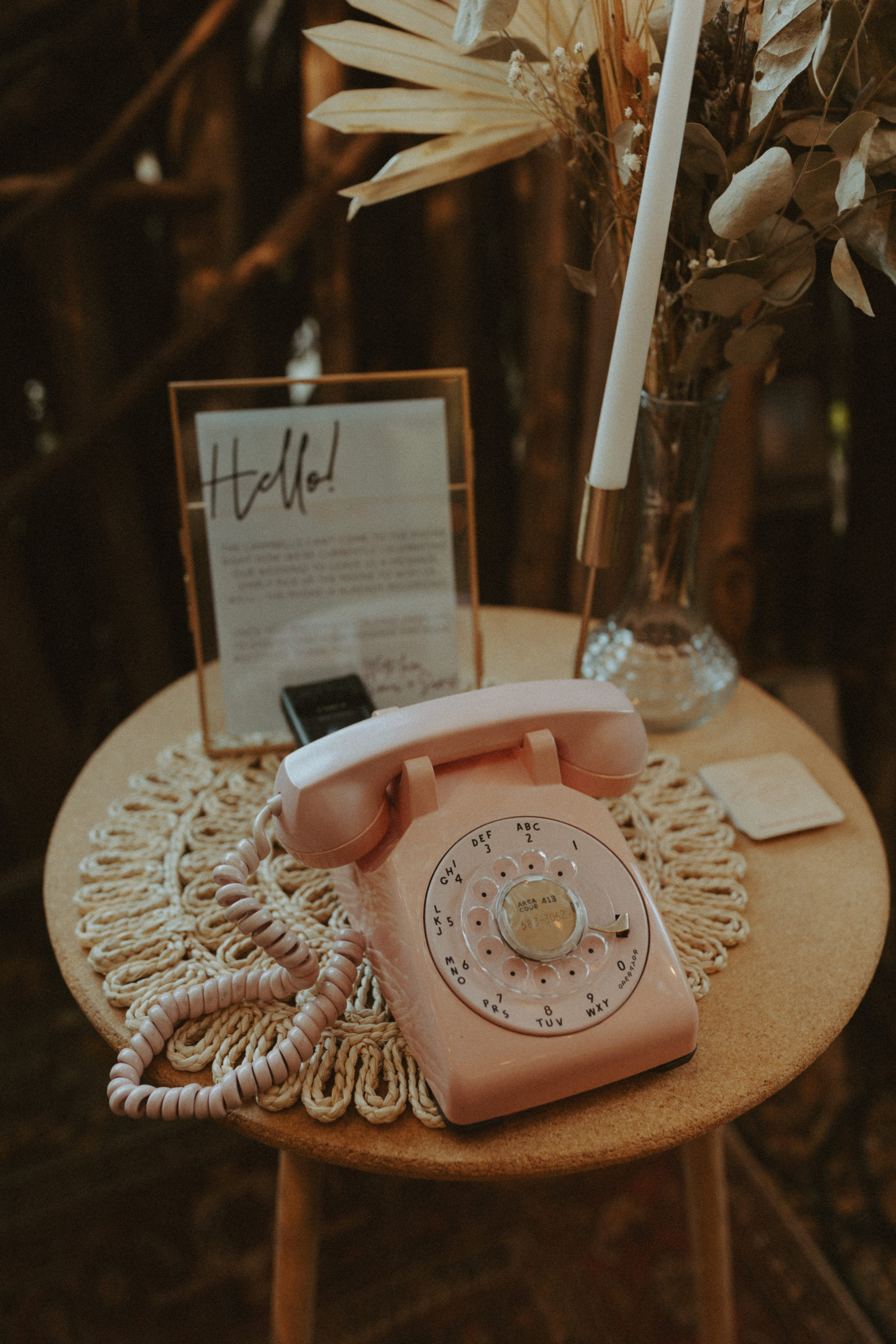 the telephone to leave messages at the reception