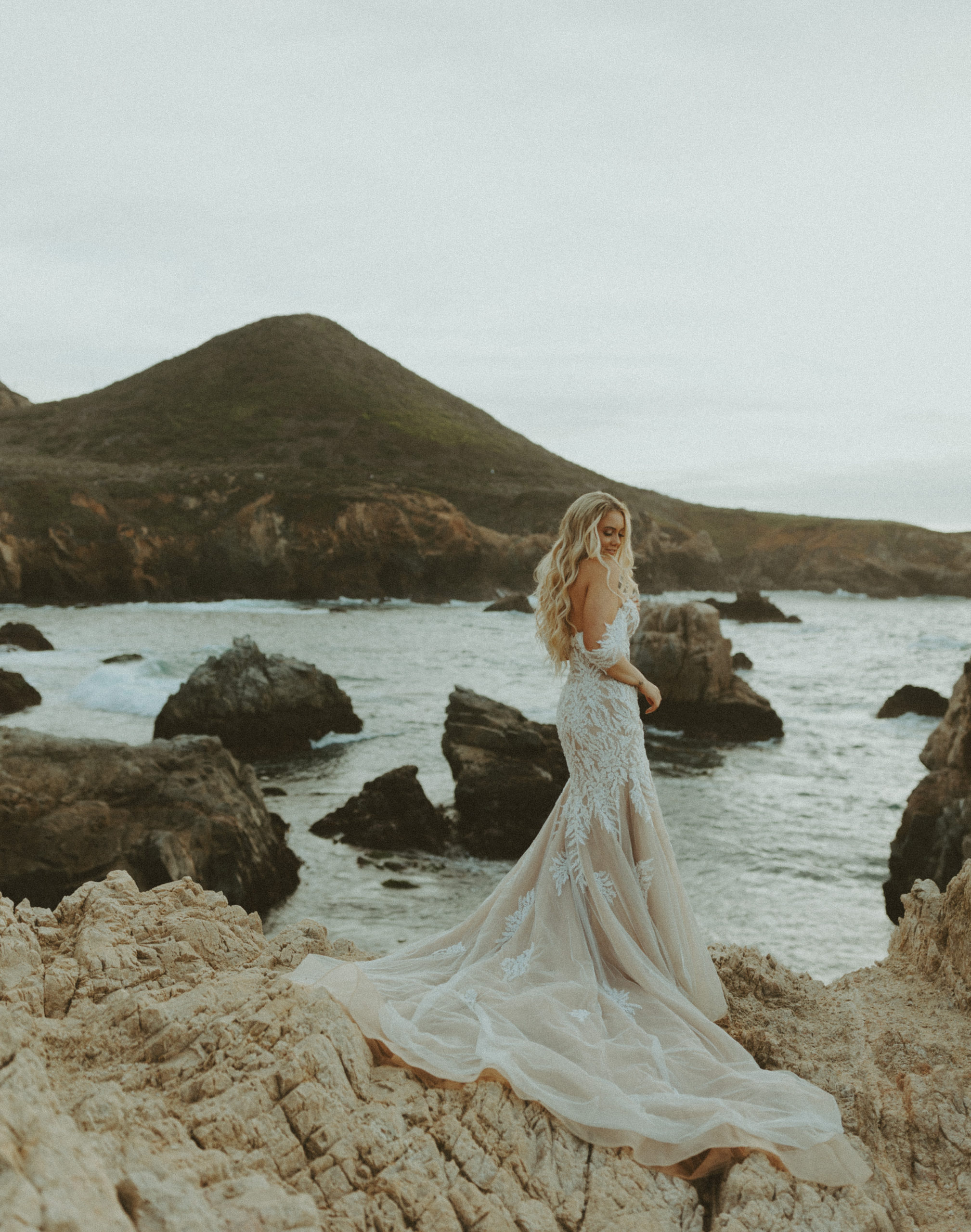 lace elopement dress in Big Sur California