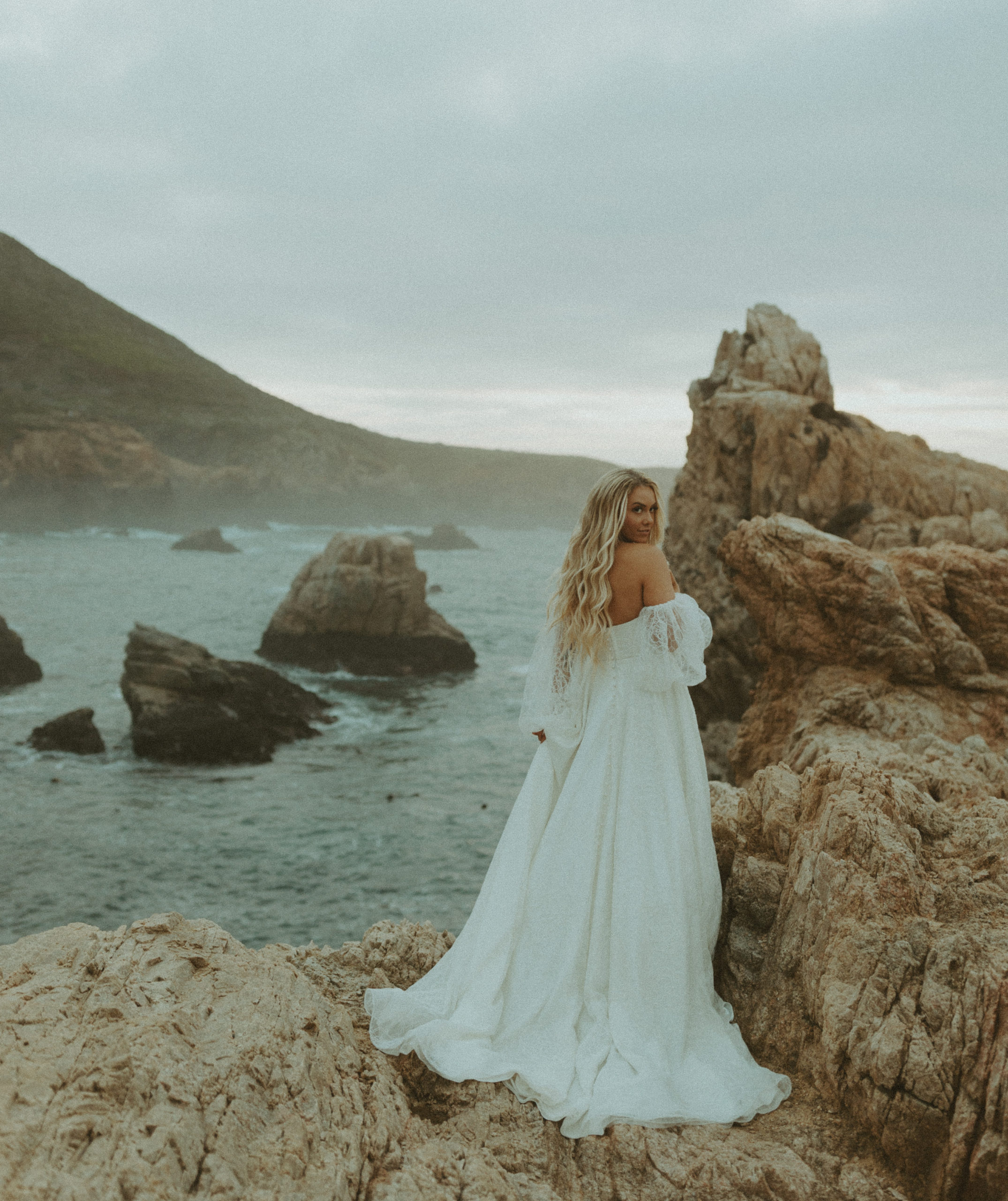the Big Sur elopement dress with long sleeves