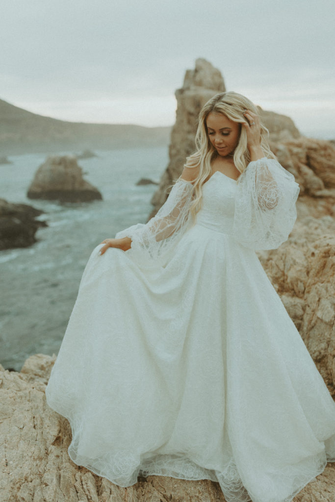 long sleeve wedding dress for Big Sur elopement