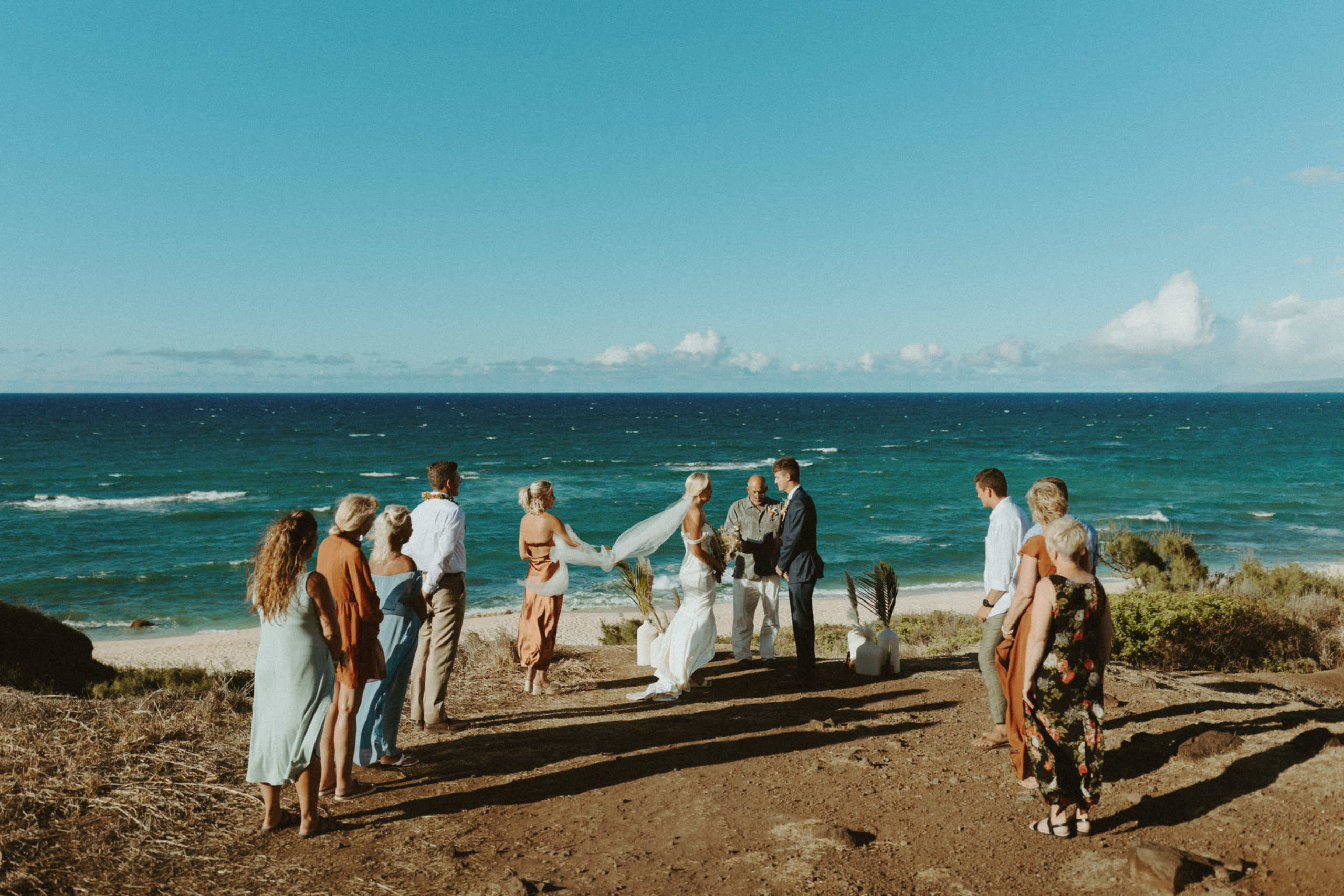the wedding ceremony during the Hawaii elopement