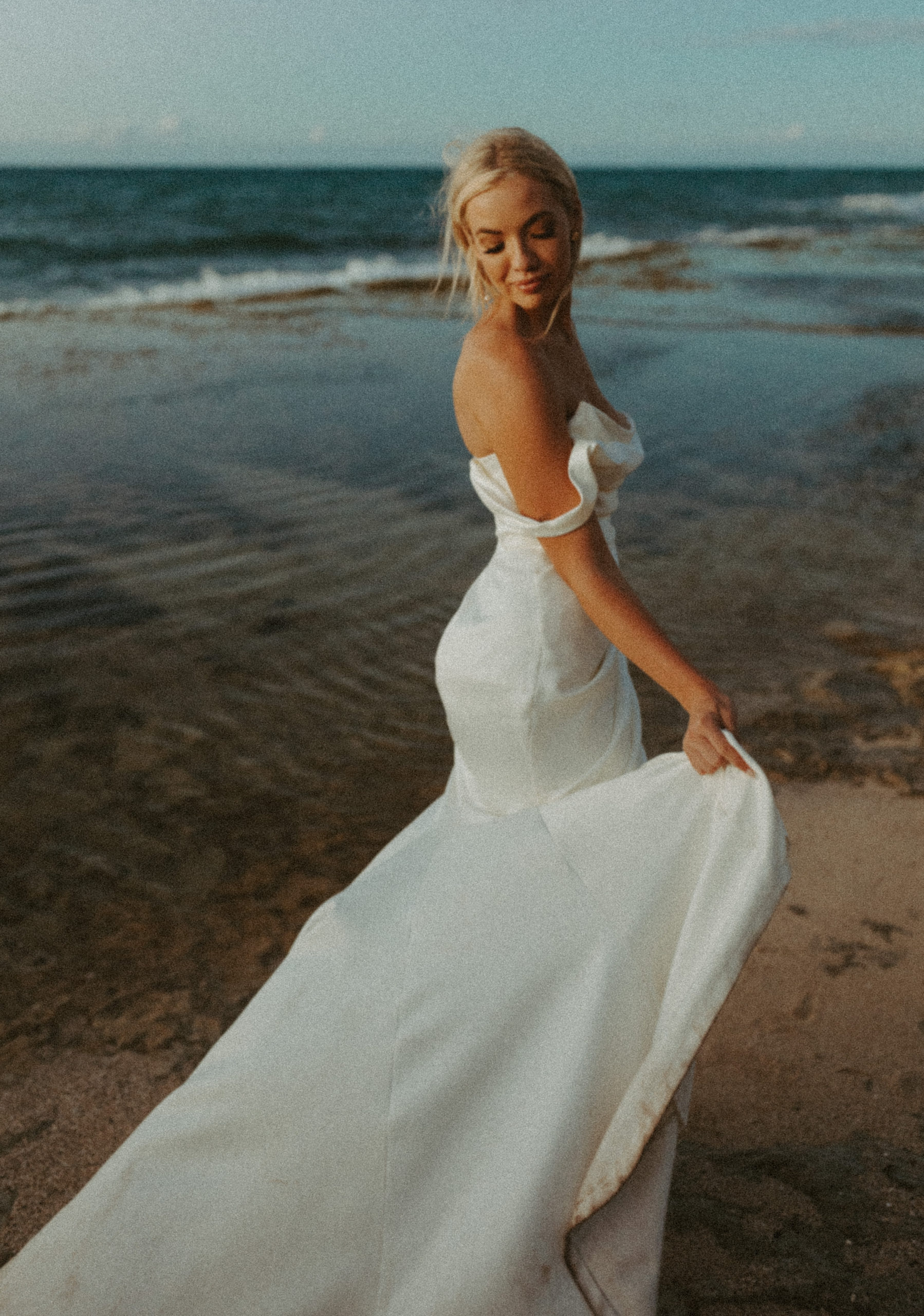elopement dress and bride on the beach