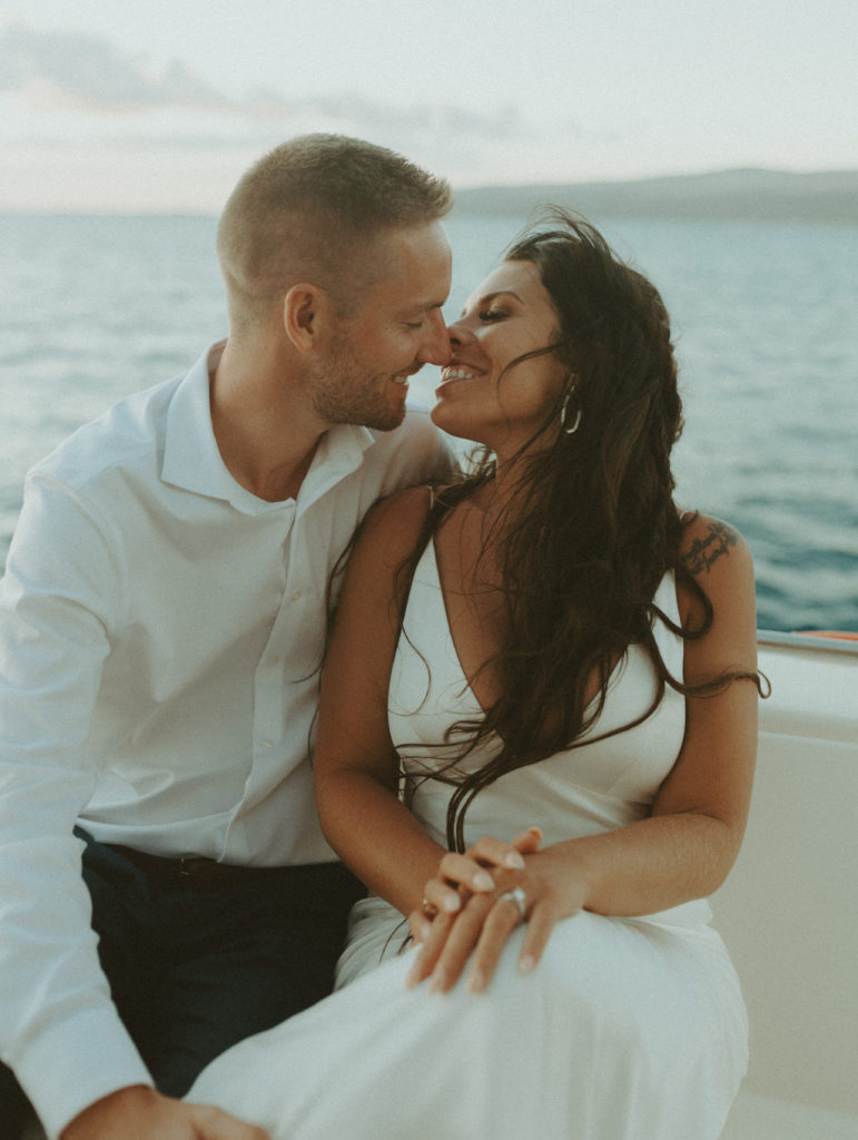 the couple smiling at one another after their Kauai elopement