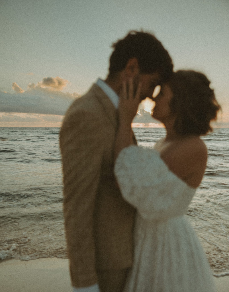 couple posing in tulum mexico for their elopement photos