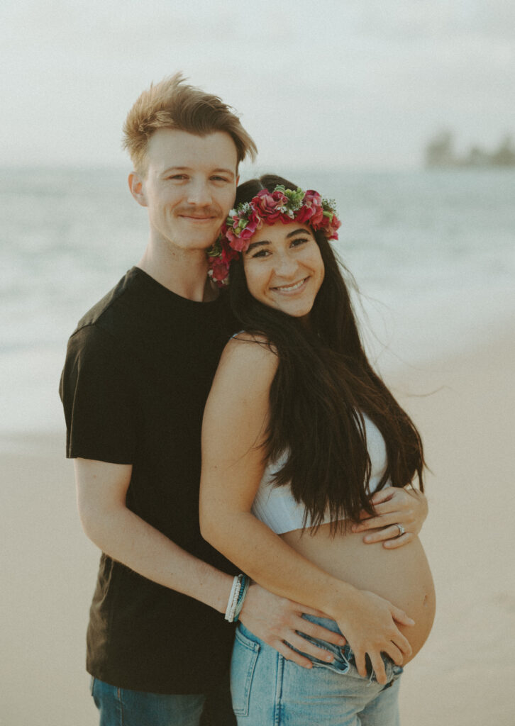 Intimate Maternity Photography on a Beach in Oahu