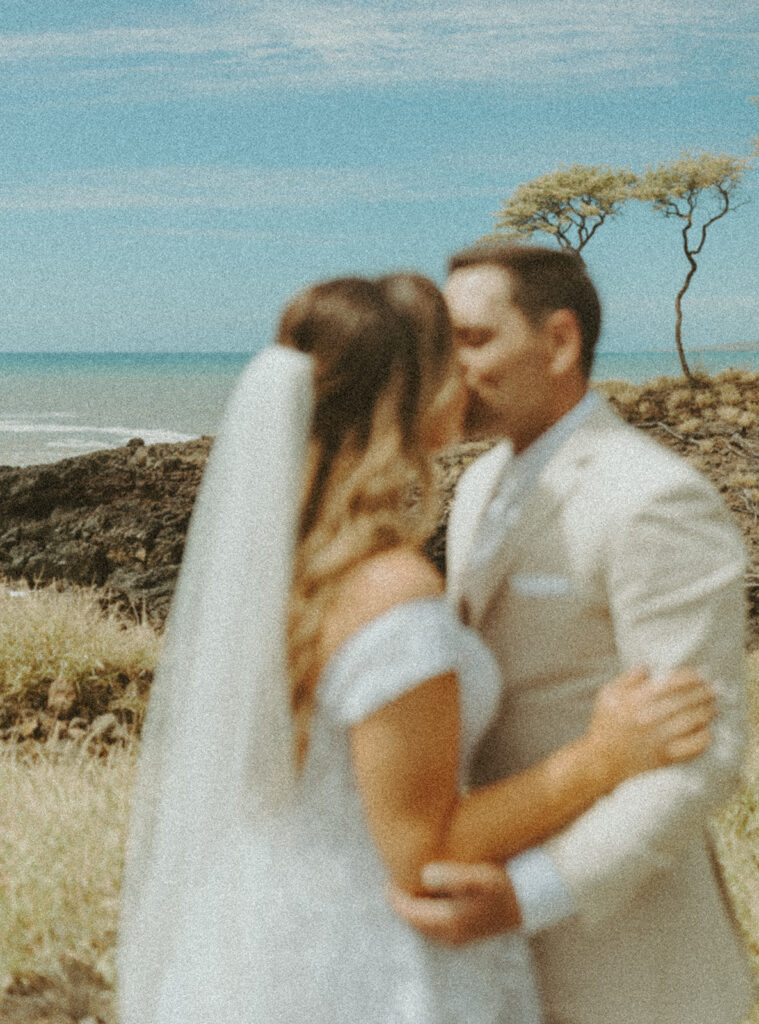 couple posing on big island for their wedding photos | A Peaceful and Laid Back Big Island Hawaii Wedding