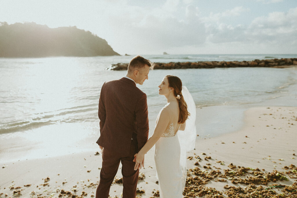 bride and groom on their wedding day in st lucia