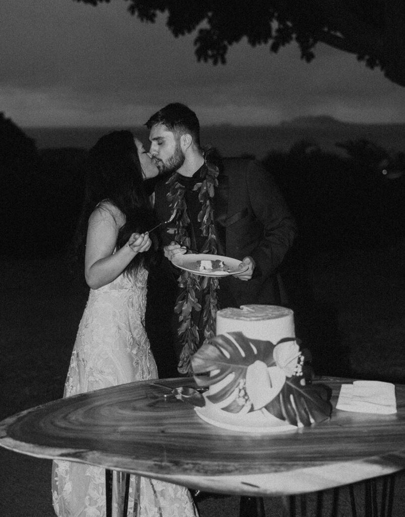 couple posing for wedding photos in hawaii
