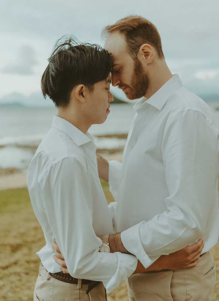 couple taking their elopement photos in hawaii
