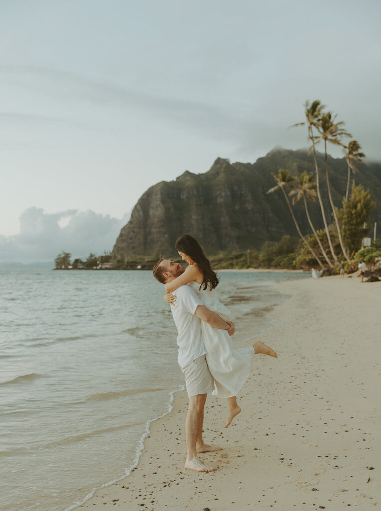 a beach engagement photoshoot in hawaii