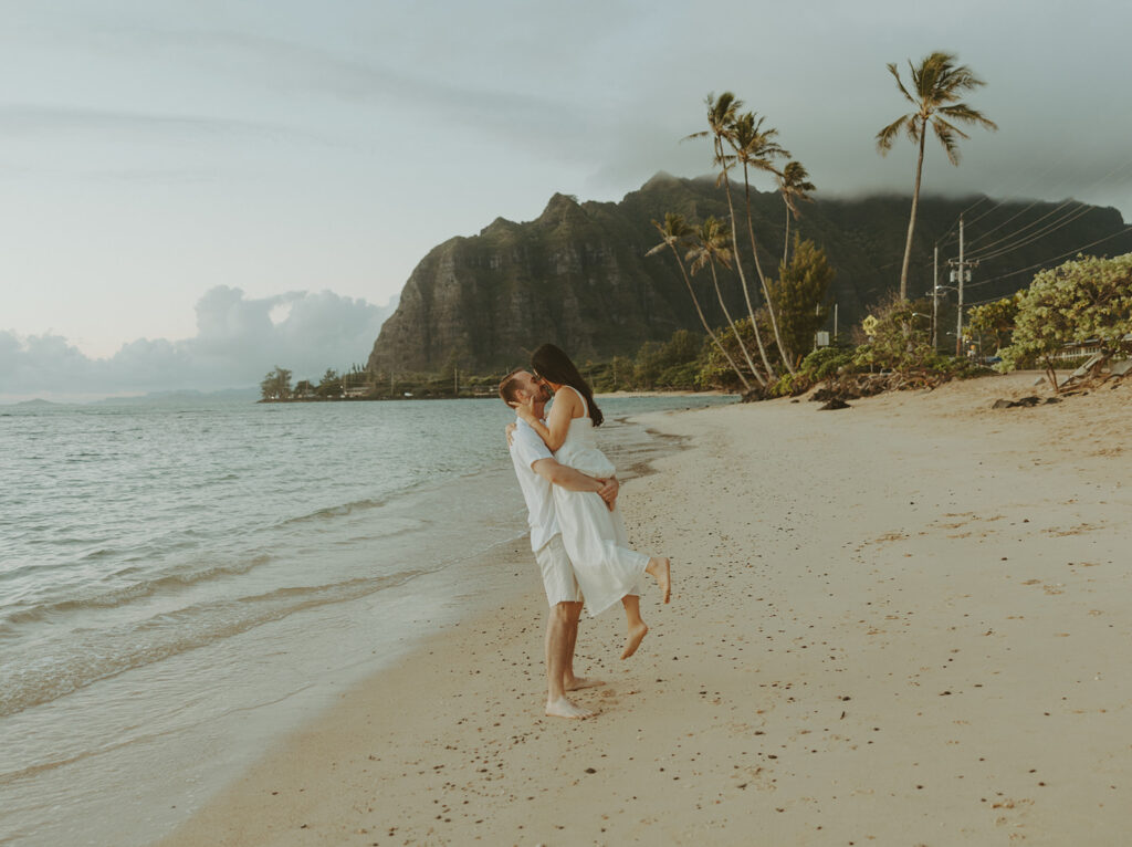 a beach engagement photoshoot in hawaii