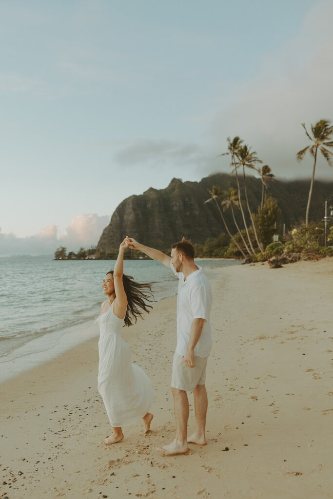 a beach engagement photoshoot in hawaii
