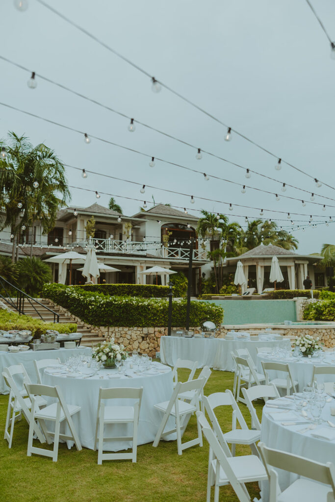 A romantic destination wedding ceremony overlooking the ocean in Jamaica
