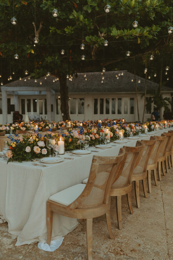 A glamorous wedding reception at a luxury resort in Montego Bay, Jamaica
