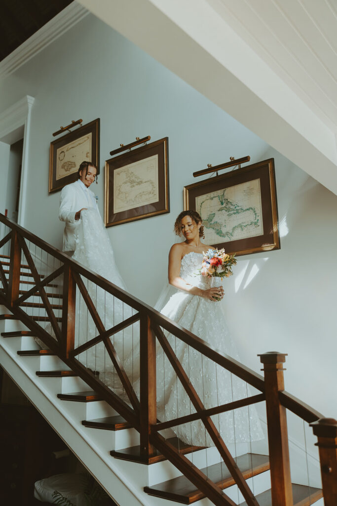 A romantic destination wedding ceremony overlooking the ocean in Jamaica
