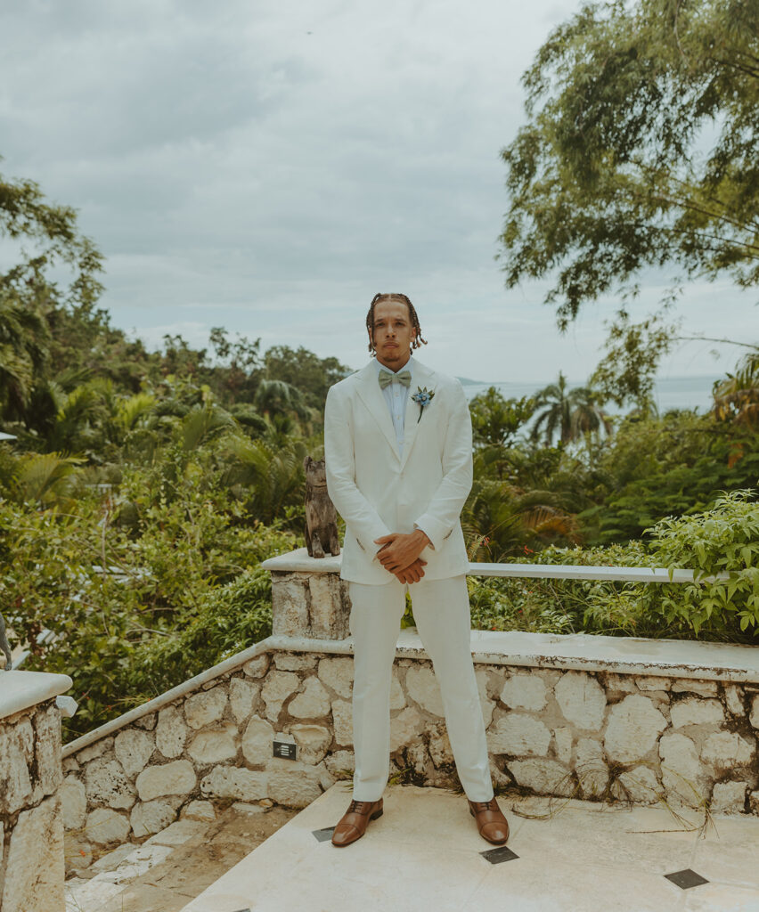 A stylish destination wedding couple captured in Jamaica’s tropical paradise
