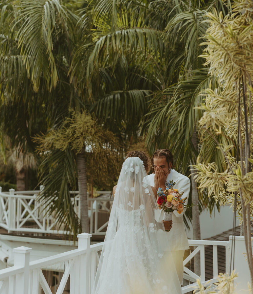 A stylish destination wedding couple captured in Jamaica’s tropical paradise
