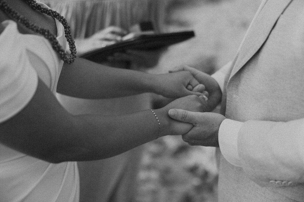 Couple exchanging vows during an Oahu elopement ceremony
