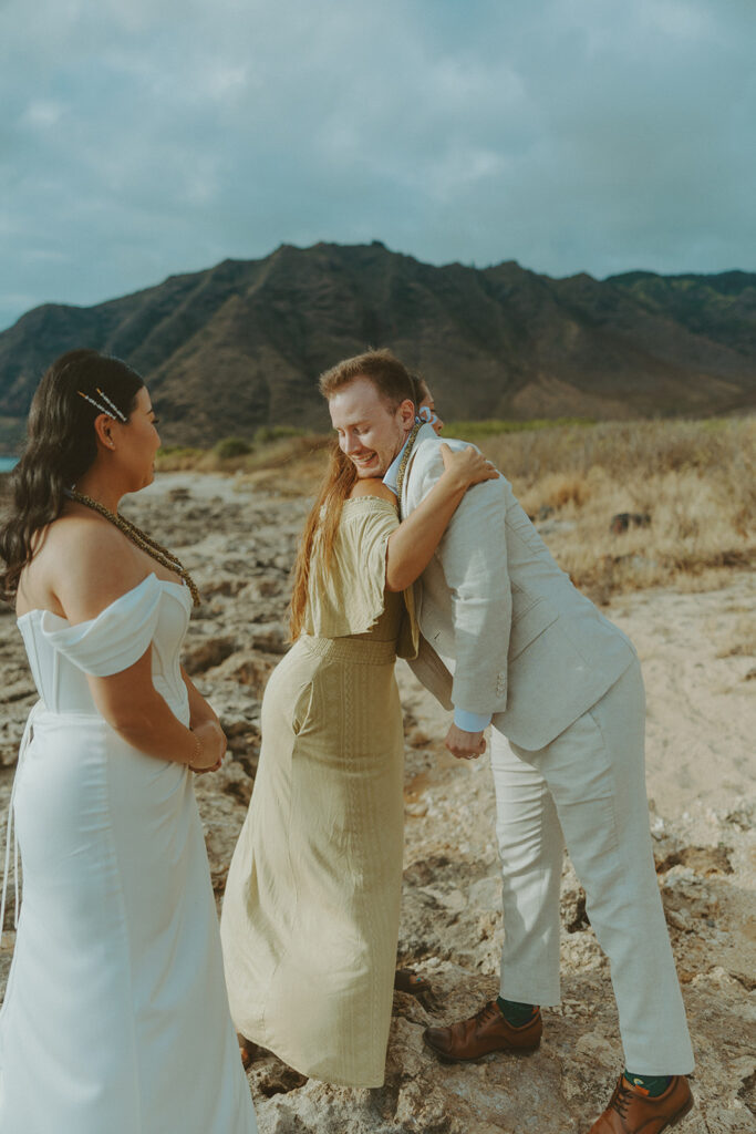 Couple exchanging vows during an Oahu elopement ceremony
