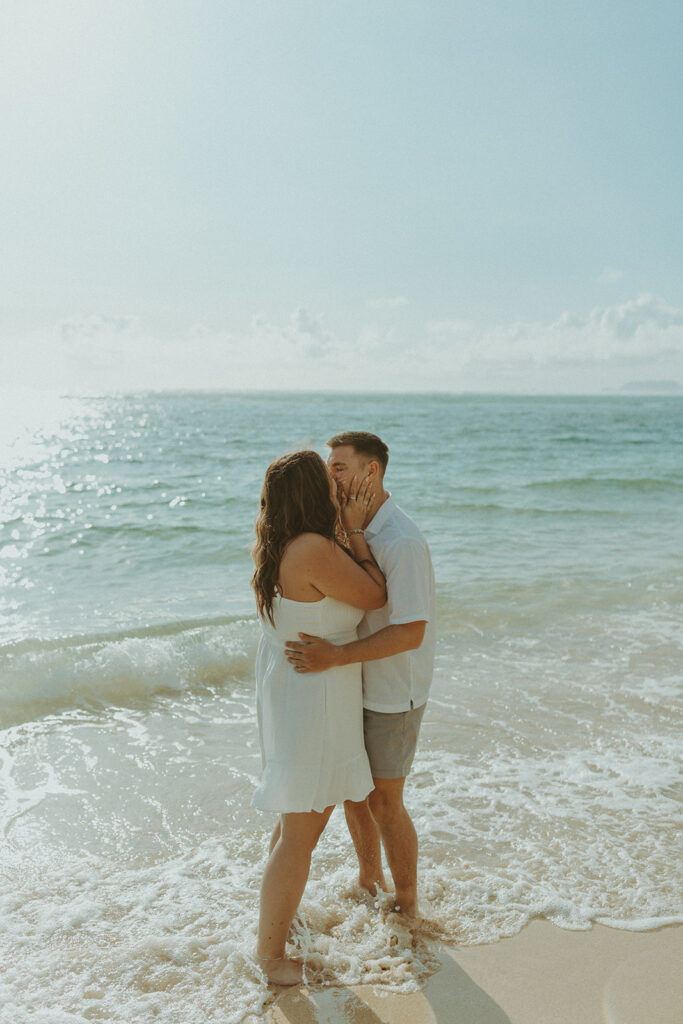 Emotional reaction as Nicole says yes during the surprise proposal photoshoot.
