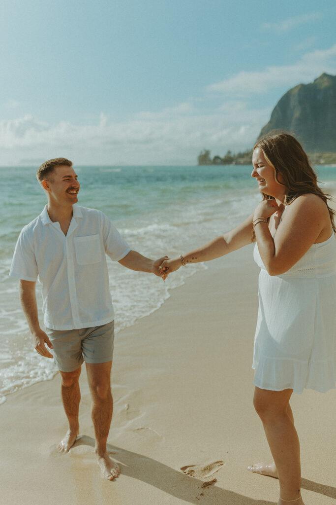 Emotional reaction as Nicole says yes during the surprise proposal photoshoot.
