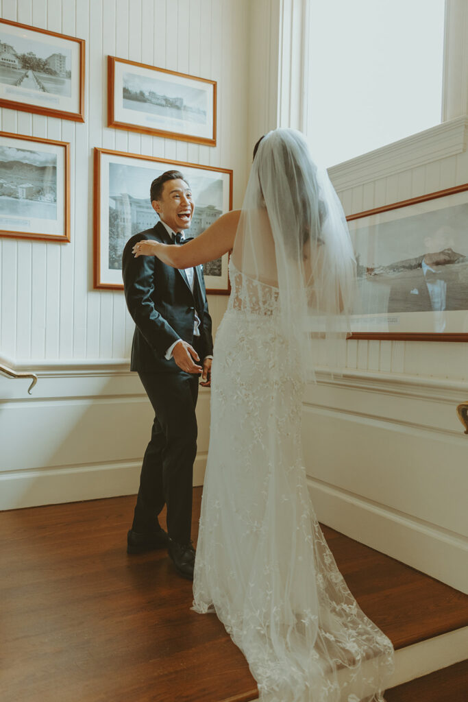 Couple doing a first look