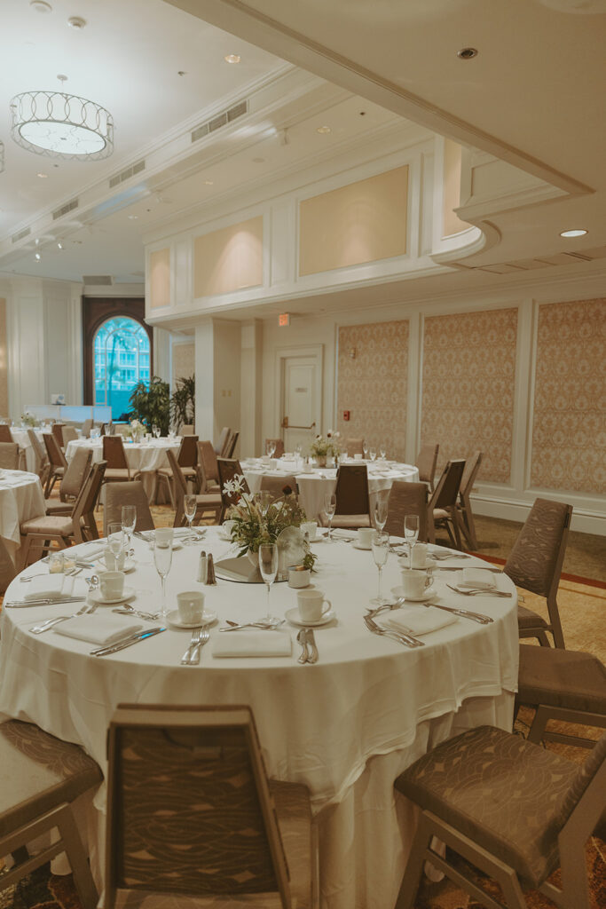 Romantic wedding decor at Moana Surfrider