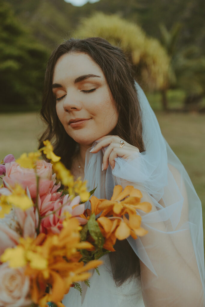 Bride posing for wedding portraits