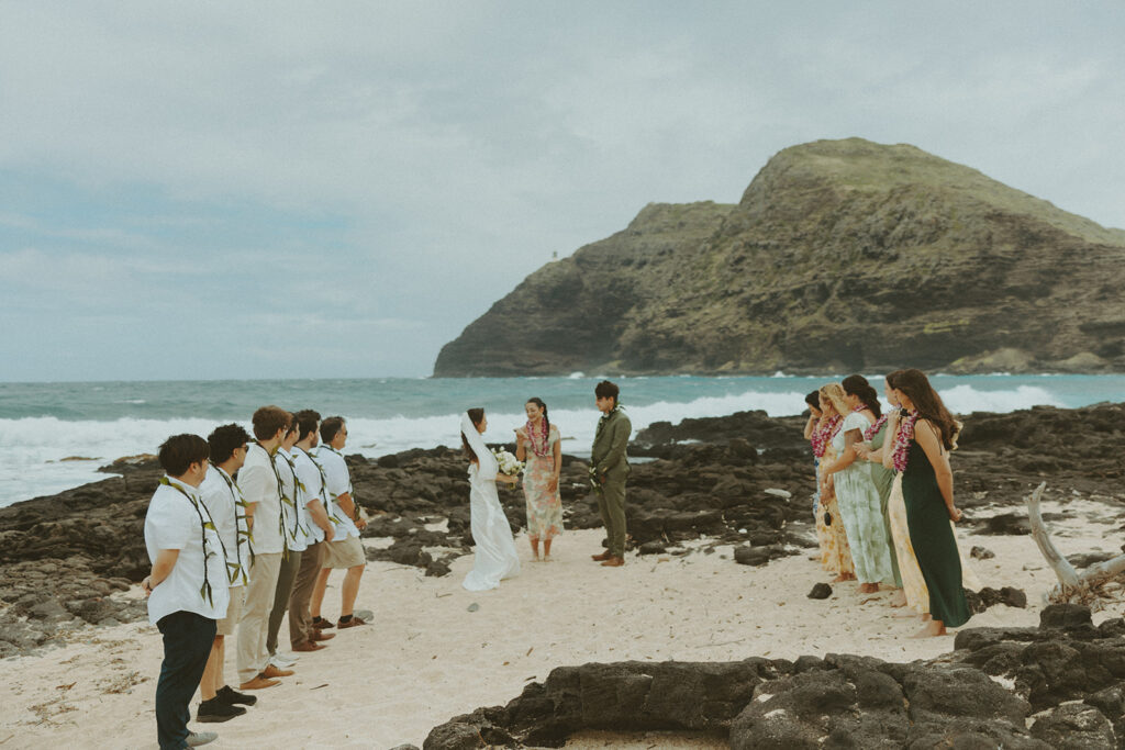 Family and friends celebrating during the Hawaii elopement
