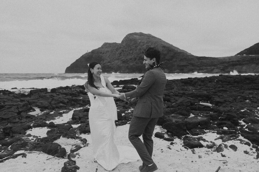 Close up photo of the couple sharing a quiet moment
