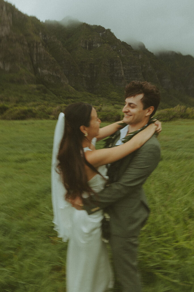 Close up photo of the couple sharing a quiet moment
