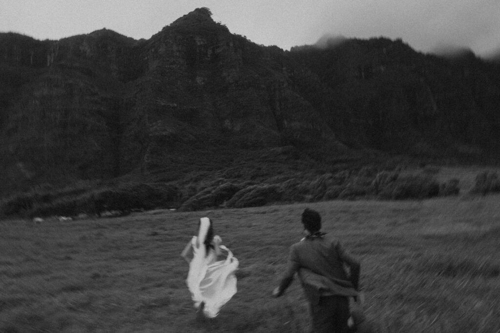 Candid photo of the couple laughing during their elopement day
