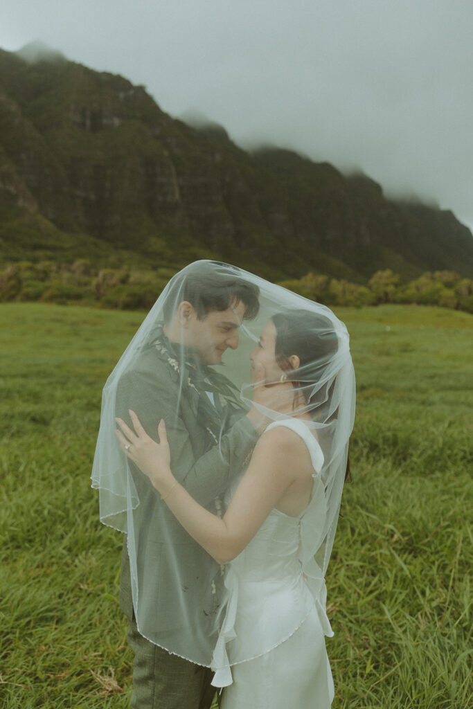 Candid photo of the couple laughing during their elopement day
