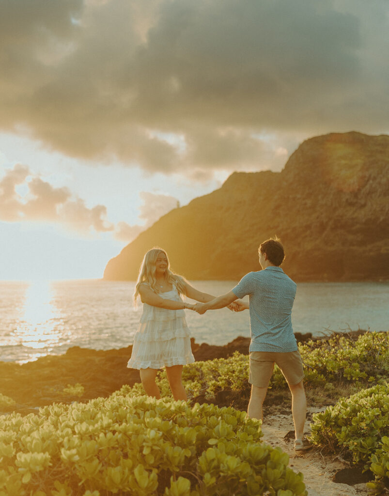 Sunrise portraits of Marlie and Wesley during their peaceful day before session.
