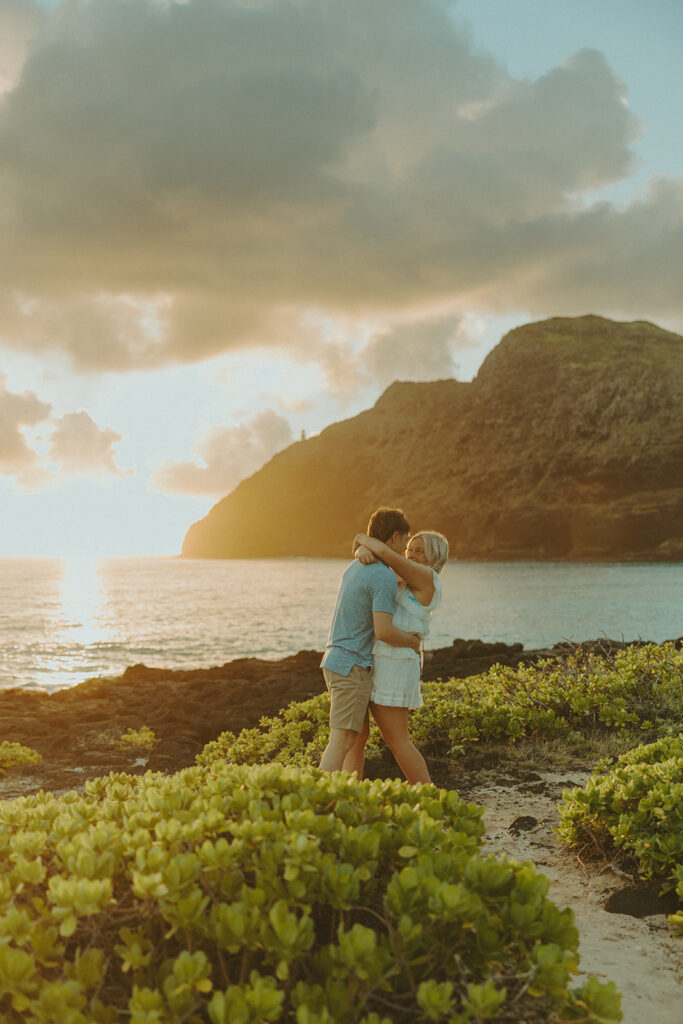 Sunrise portraits of Marlie and Wesley during their peaceful day before session.
