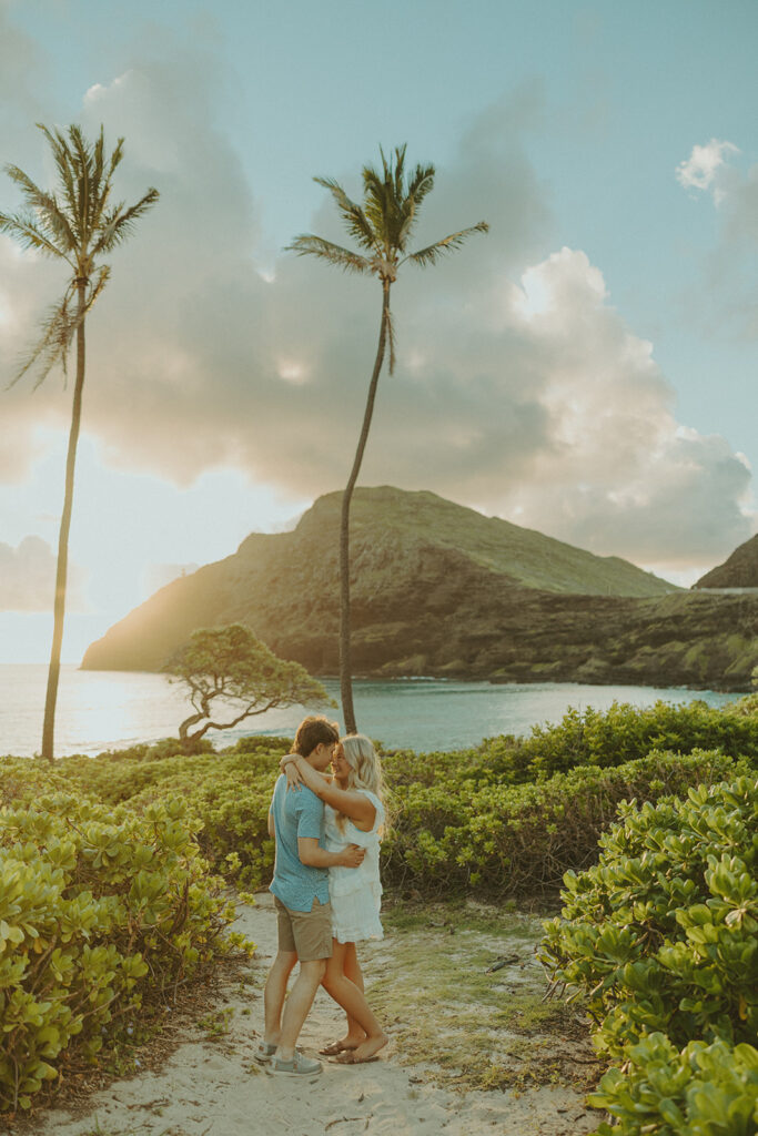 Sunrise portraits of Marlie and Wesley during their peaceful day before session.
