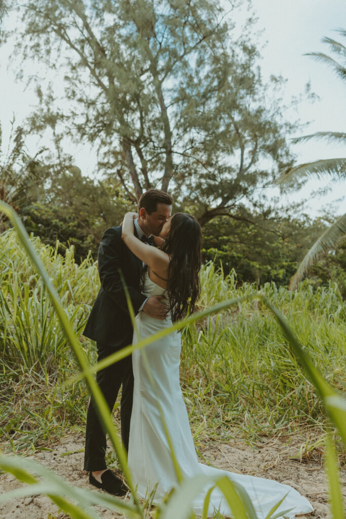Romantic wedding portraits of a couple on the cliffs 
